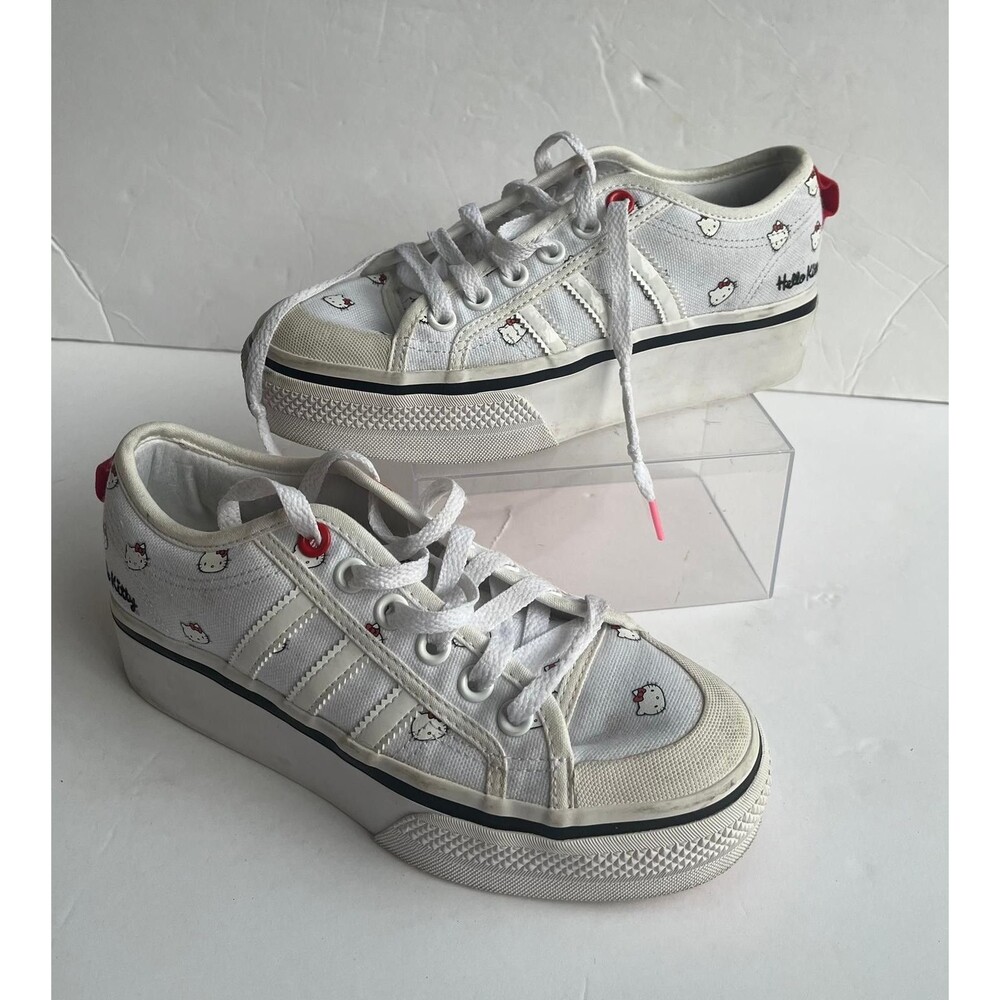 adidas Nizza Hello Kitty White Pink Platform Sneakers Women’s 6.5
